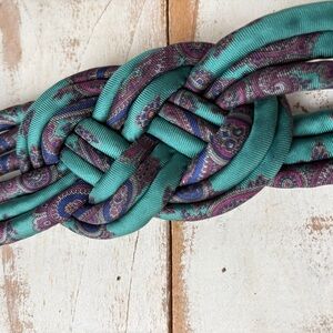 JOS A. BANK vintage silk fabric knot belt dress adjustable paisley boho U.S.A.